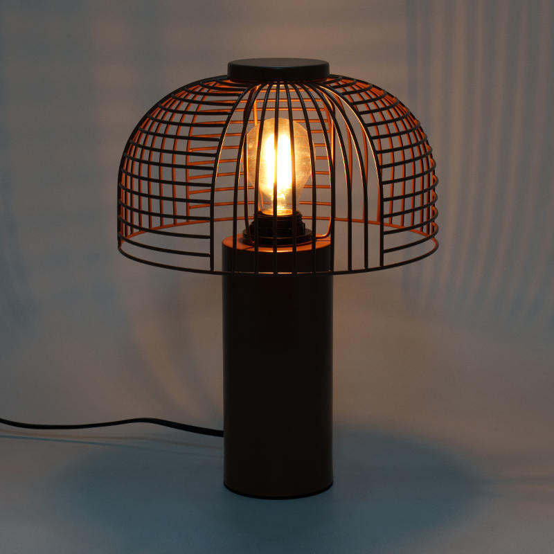 Lampada da tavolo in ferro battuto per uccelli neri