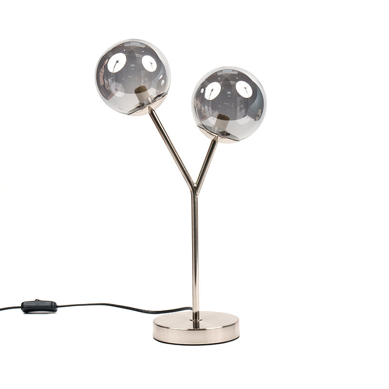 Lampada da tavolo in vetro sferico a due teste